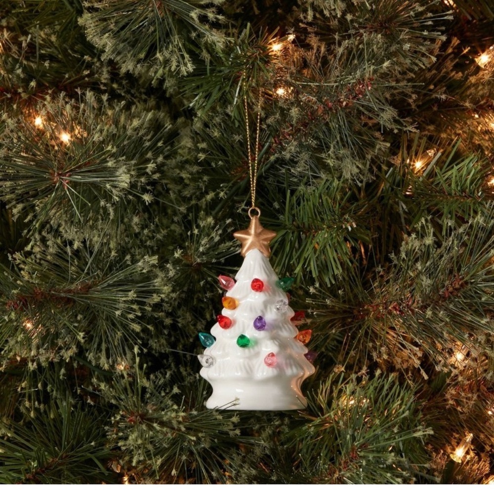 Light up Ceramic Retro Christmas Tree Ornament White Nwt - Picture 8 of 8